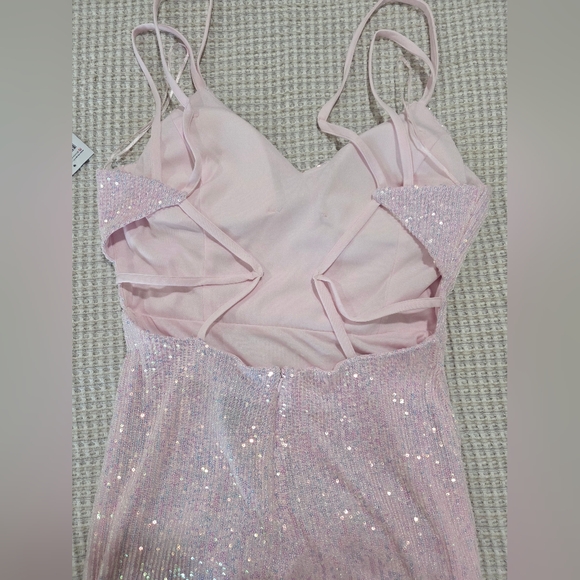 Morgan & Co Ice Pink Sequin Strappy Back Gown - Picture 7 of 8
